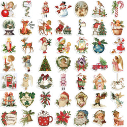 56Pcs Romantic Christmas Stickers Crafts Scrapbooking Book Label Decorative Christmas Tree Sticker DIY Stationery Notebook (ONLINE ORDER ONLY)