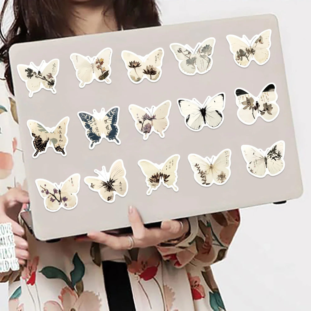 30Pcs Ink Butterfly Graffiti Stickers For Guitar Suitcase Phone Scrapbook DIY Vintage Sticker Craft Supplies (ONLINE ORDER ONLY)