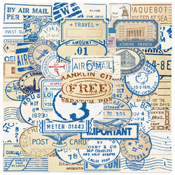 50PCS Travel Stamp Stickers Waterproof for Journal, Phone, Luggage, Laptop, Scrapbook (Online Order Only)