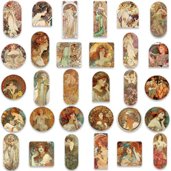 10/30/60PCS Alphonse Maria Mucha Art Graffiti Stickers Aesthetic Decoration DIY Phone Scrapbook Fridge Bike Wall Decals Kids Toy (Online Order Only)