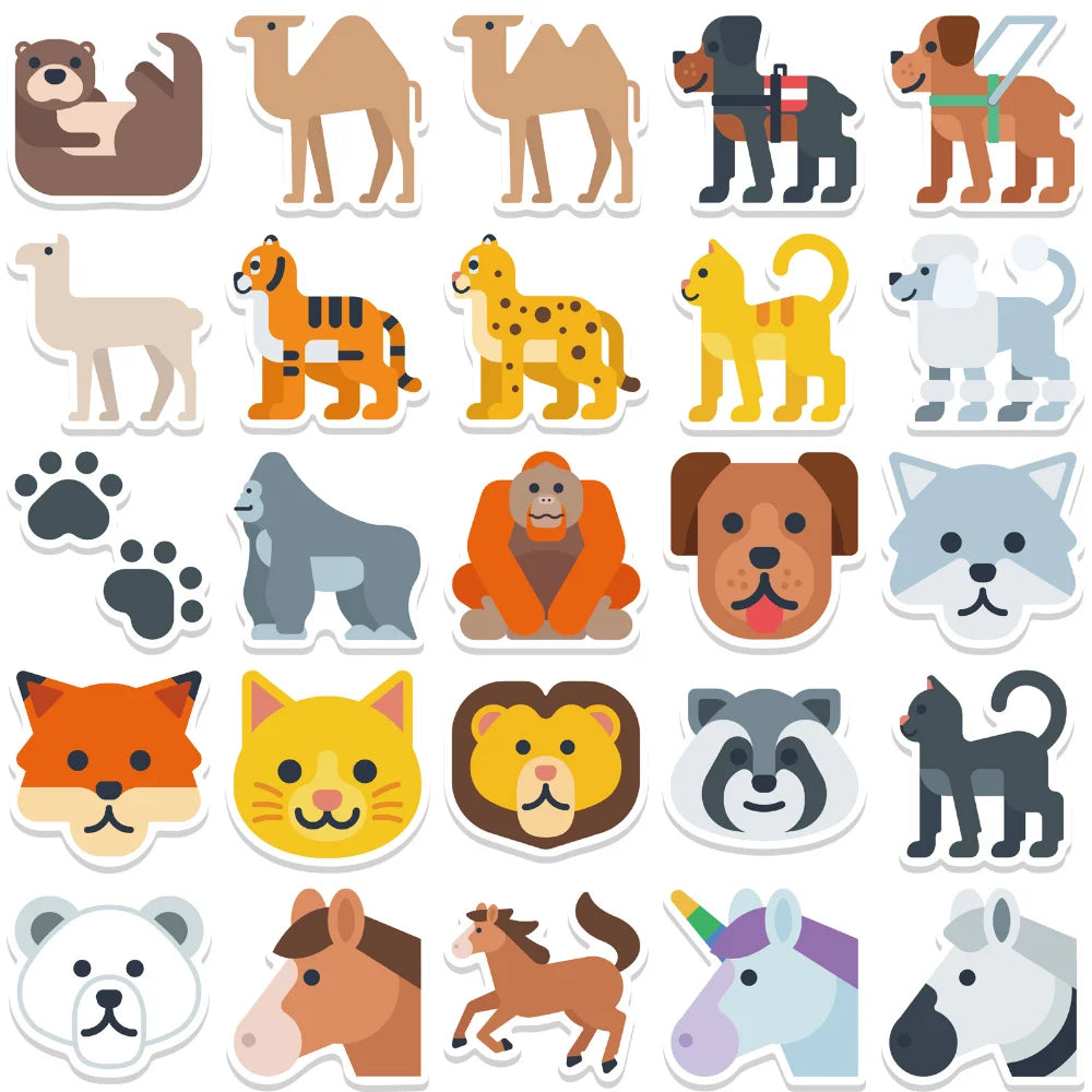 10/52Pcs Cute Cartoon Animal Stickers Motorcycle Luggage Guitar Skateboard Cool Graffiti Sticker for Kid Decal Toys Gift (ONLINE ORDER ONLY)