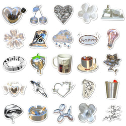 10/30/50PCS Cool Silver Stickers Graffiti Ins Style Cute Decals Motorcycle Phone Skateboard Laptop Bike Kids DIY Waterproof Toys (ONLINE ORDER ONLY)