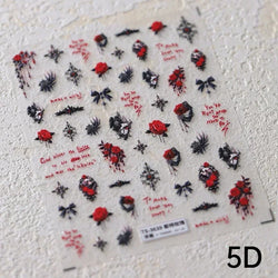 Gothic Dark Spider Butterfly Cross Flame Wings Halloween Horror Rose Flower Rabbit Pumpkin Bear Nail Art Stickers Manicure Decal (ONLINE ORDER ONLY)