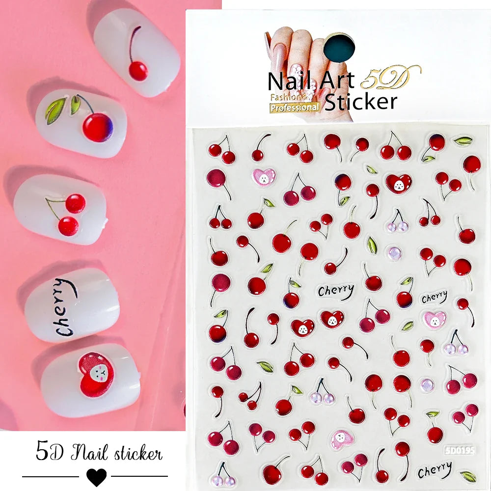 1Pc Summer Nail Art Sticker Lemon Nail Decal Nail Art Supplies Cute Fruit Strawberry Cherry Watermelon Avocado Lemon Nail Design (ONLINE ORDER ONLY)