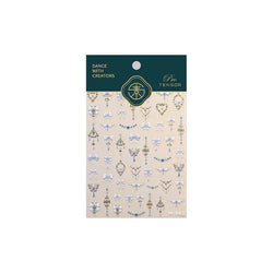 Retro Blue Bowknot Butterfly Love Heart Pendent Hot Stamping Gold Silver Adhesive Nail Art Stickers Manicure Decals Wholesale (Online Order Only)