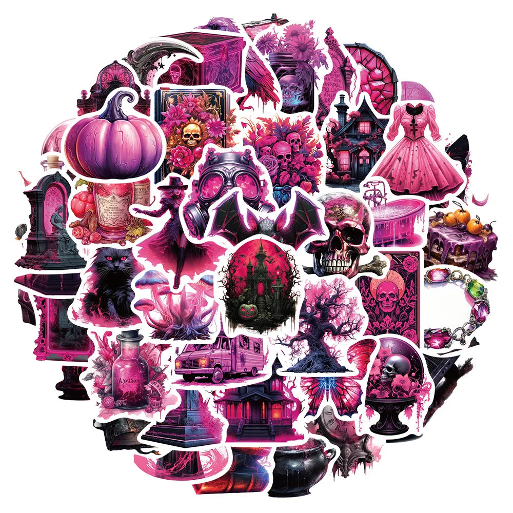10/30/50PCS Horror Dark Purple Stickers Cool Graffiti Toys Waterproof Skateboard Phone Bike Skateboard Laptop Helmet Decals Gift (Online Order Only)