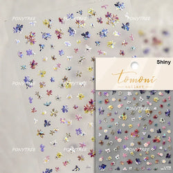 Chic Wild Flower Oil Painting Small Variegated Daisy Peach Blossom Lavender Petal Adhesive Nail Art Stickers Manicure Decals (Online Order Only)