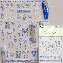 Yunjin Brocade Shawl Tassel Pendant Traditional Chinese Costumes and Ornaments Self Adhesive Nail Art Stickers Manicure Decals (ONLINE ORDER ONLY)