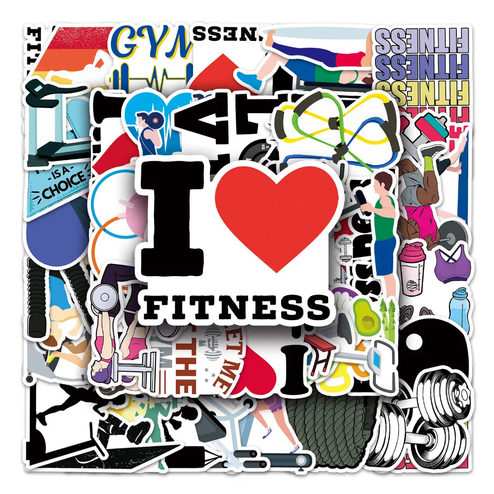 10/50Pcs Inspirational Fitness Graffiti Sticker Decals DIY Water Bottle Motorcycle Laptop GYM Cool Sticker for Kid Toys (ONLINE ORDER ONLY)