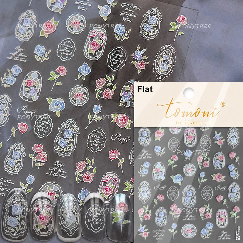 Vibrant and Lively Pullulate Purple Blue Snow Orchid Flower Garden Springtime Adhesive Nail Art Sticker Chic 3D Manicure Decals (Online Order Only)