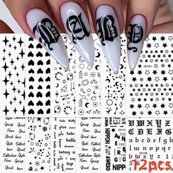 12pcs 3D Golden Glitter Heart Love Nail Stickers Valentine Self Adhesive Cute Cartoon Decal Geometry Slider Manicure Decoration* (ONLINE ORDER ONLY)