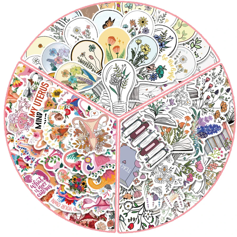 50PCS Cartoon Uterus Stickers Waterproof Decals for Luggage Guitar Car Laptop (Online Order Only)