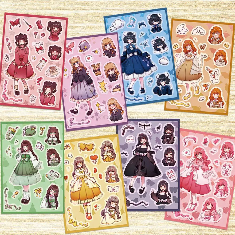 Cute Cartoon Girl Stickers PVC Decoration for Diary Laptop Book (ONLINE ORDER ONLY)