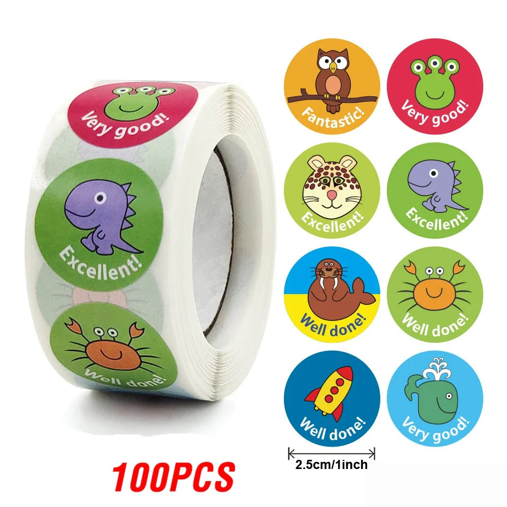 100-500pcs Cute Sticker for Kids Animals Face Reward Sticker for Classroom Teacher Supplies Motivational Scrapbooking (ONLINE ORDER ONLY)