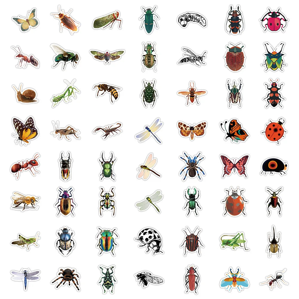 60Pcs Cartoon Cute Insect Doodle Stickers Small Animal DIY Toys Car Skateboard Laptop Graffiti Decals Sticker for Kid (ONLINE ORDER ONLY)