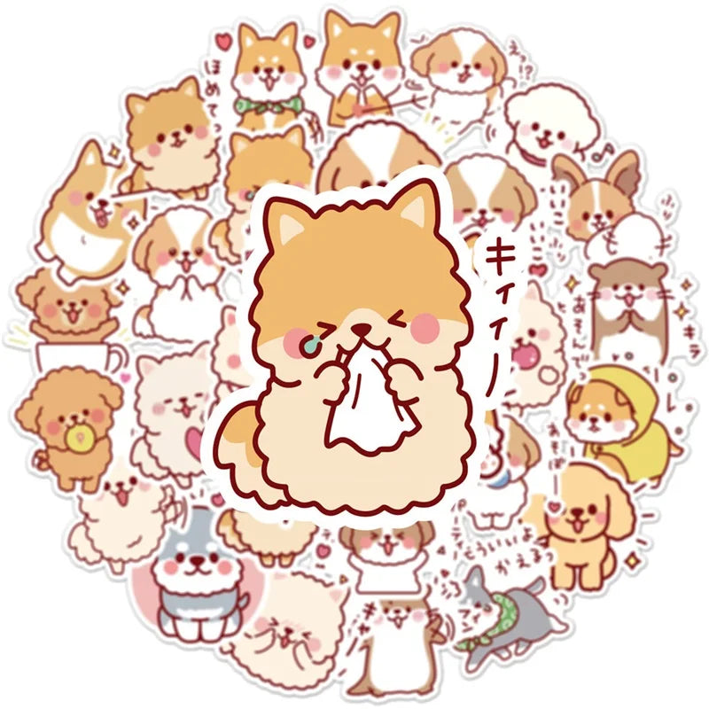 10/30/50PCS Kawaii Fluffy Dog Sticker Aesthetic Children's PVC Korean Stationery School Supplies Decoration Scrapbooking (ONLINE ORDER ONLY)
