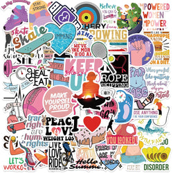 50PCS Fitness Weight Loss Positive Stickers for Kids DIY Skateboard Notebook Phone Luggage Fridge Car (ONLINE ORDER ONLY)