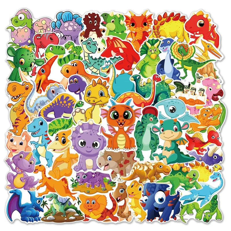 10/30/60PCS Cartoon Dinosaur Sticker Aesthetic PVC Children's Korean Stationery School Supplies Decoration Scrapbooking for Kids (ONLINE ORDER ONLY)