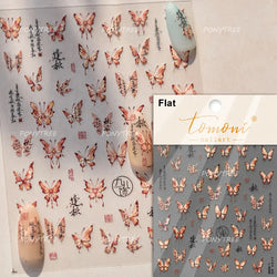Blue Purple Tulip Flower Butterfly Garden Blossom Floral Charming Delicate 5D Relief Adhesive Nail Art Stickers Manicure Decals (ONLINE ORDER ONLY)