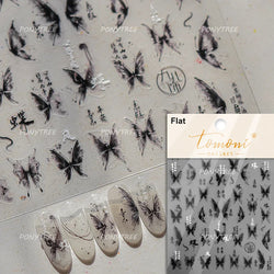 Blue Purple Tulip Flower Butterfly Garden Blossom Floral Charming Delicate 5D Relief Adhesive Nail Art Stickers Manicure Decals (ONLINE ORDER ONLY)