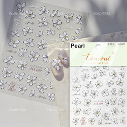 Peach Blossom Gradual Pink Petal Flower Line Bowknot Hot Stamping Halo Dyeing Delicate Adhesive Nail Art Sticker Manicure Decals (ONLINE ORDER ONLY)