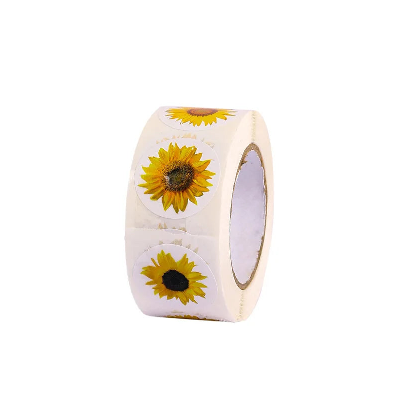 100-500PCS Sunflowers Stickers Packaging Stickers Roll Home Made Small Lables for Kids Pack Rolling Stickers Photocard Decor (ONLINE ORDER ONLY)