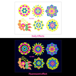 1pc Bohemia Fluorescent Sticker Luminous Temporary Tattoos Stickers UV Glow Fluorescent Tattoo Waterproof For Body Art Decals *& (Online Order Only)