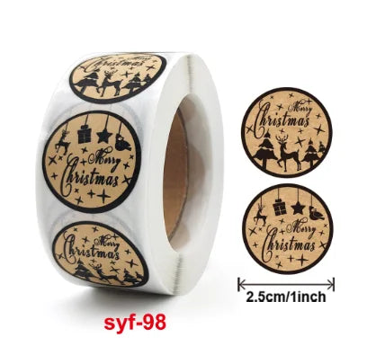 New kraft Paper Christmas White Snowflake Santa Claus Stickers Party Decoration Gift Sealer Office Stationery (ONLINE ORDER ONLY)