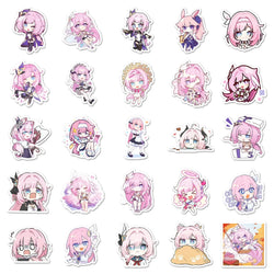 10/30/50PCS Honkai Impact 3 Stickers Cute Elysia Cartoon Sticker Fridge Luggage Laptop Phone Guitar Car Bike Skateboard Decals (ONLINE ORDER ONLY)