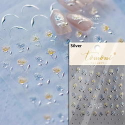 Pale Flower Bouquet Label Bowknot Stationery Sunflower Daisy Leaf 3D Self Adhesive Nail Art Stickers Rhinestone Manicure Decals (Online Order Only)