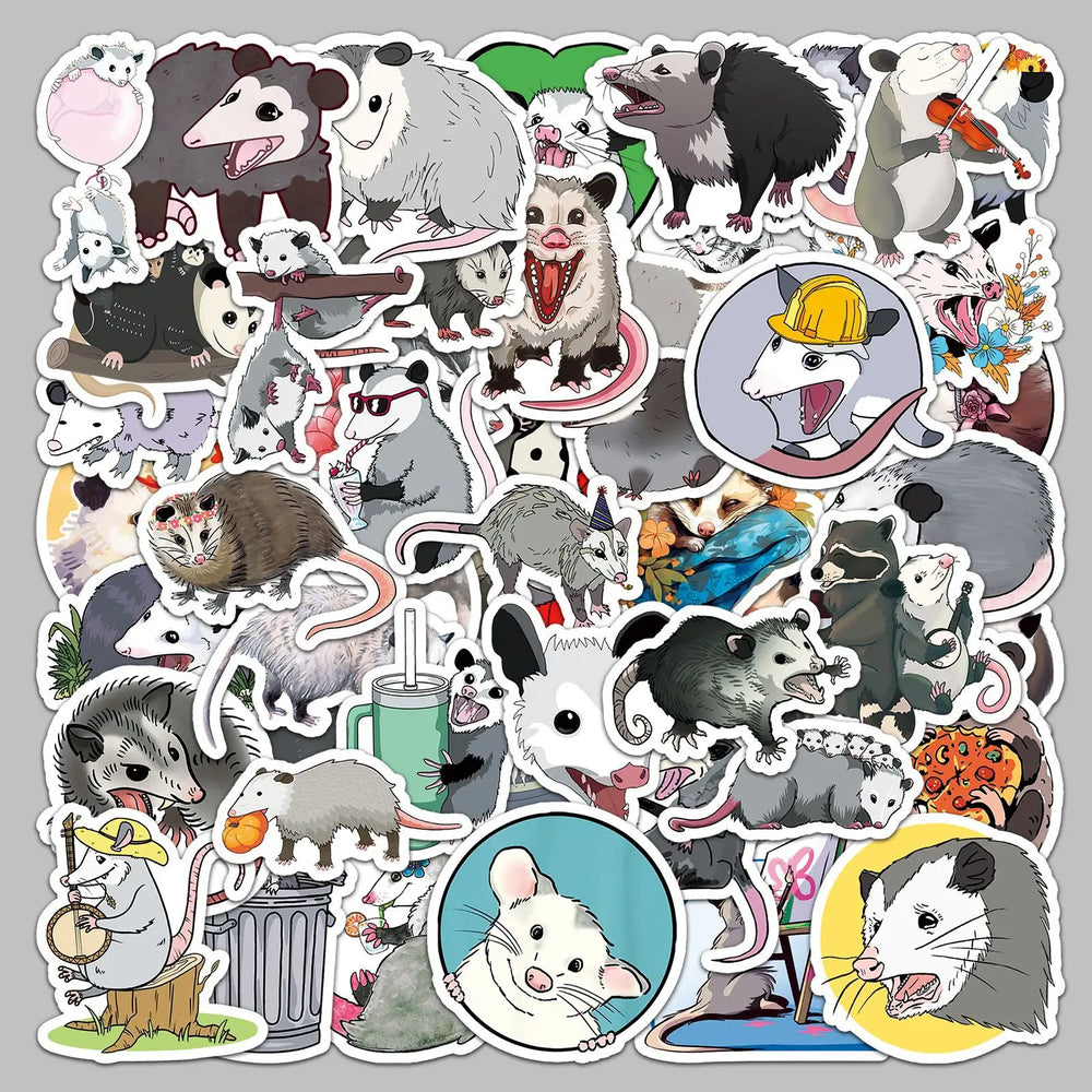 50pcs Cute Possum Graffiti Stickers for Helmet, Wall, DIY Decoration (ONLINE ORDER ONLY)