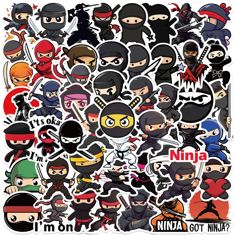 50pcs Funny Cute Cartoon Anime Ninja Stickers For Laptop Water Bottle Luggage Notebook Phone Waterproof Graffiti Vinyl Decals (Online Order Only)