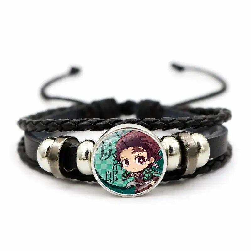 Demon Slayer Bracelet: Tanjiro & Nezuko Leather Charm (ONLINE ORDER ONLY)
