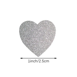 300pcs/roll Exquisite Silver Shiny Dot Heart Shaped Stickers Seal Labels for Gift Package Glitter Card Handmade Decoration (Online Order Only)