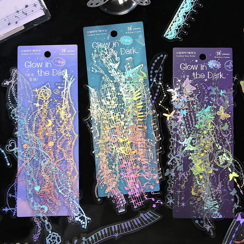 20 pcs Laser Flash Stickers Adhesive Scrapbooking Craft Supplies (Online Order Only)