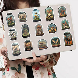 50pcs Glass Animals Taxidermy Pattern Stickers Creative Skeleton Stickers Cute Pretty Cool Aesthetics Cartoon Vinyl Stickers (Online Order Only)