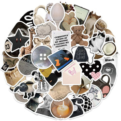 Black & White Minimalist Coffee Graffiti Stickers for Suitcase, Skateboard, Laptop, Luggage, Phone - 10/30/60Pcs (ONLINE ORDER ONLY)