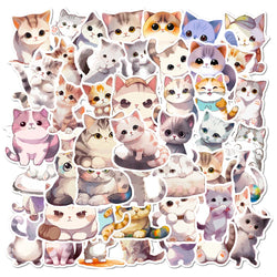 10/30/50pcs Cute Animal Cat Cartoon Stickers Kawaii Decals Laptop Scrapbook Phone Suitcase Stationery Sticker Kids Classic Toy (ONLINE ORDER ONLY)