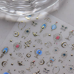 Metal Snake Flower Pattern Stars Eye Pot Moon Butterfly Story Retro Meteor Candle Hourglass Nail Art Sticker Manicure Tool Decal (ONLINE ORDER ONLY)