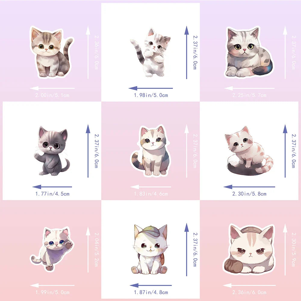 10/30/50pcs Cute Animal Cat Cartoon Stickers Kawaii Decals Laptop Scrapbook Phone Suitcase Stationery Sticker Kids Classic Toy (ONLINE ORDER ONLY)
