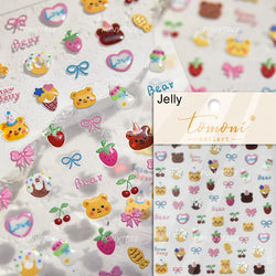 Pink Juicy Strawberry Fruit Cutting Line Ribbon Bowknot Star Happy Sweet Lovely Fruits Delicate Nail Art Stickers Manicure Decal (ONLINE ORDER ONLY)