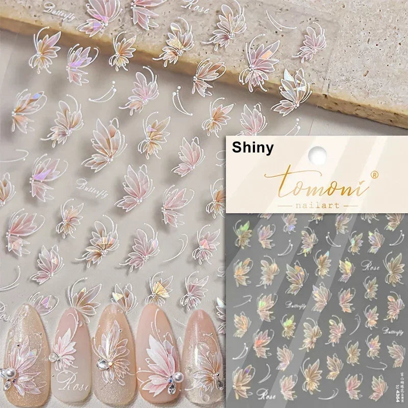 Dreamy Chic Butterfly Flower Bowknot Square Rhinestone Crystal 5D Self Adhesive Nail Art Stickers Fantasy Shiny Manicure Decals (ONLINE ORDER ONLY)