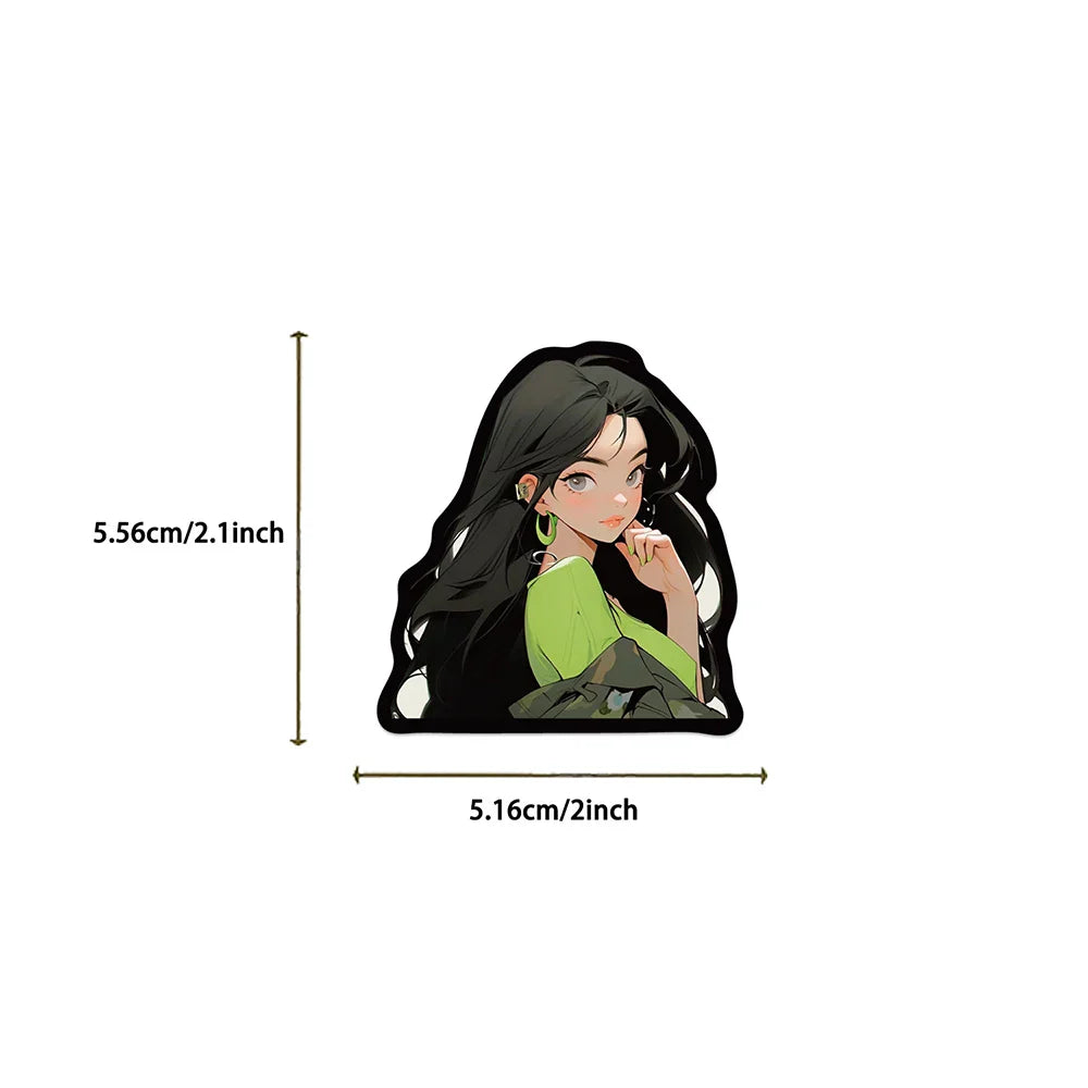 10/30/50pcs Cool Retro Dark Anime Girl Stickers Decals Laptop Skateboard Phone Suitcase Diary Fridge Decoration Sticker Toys (ONLINE ORDER ONLY)