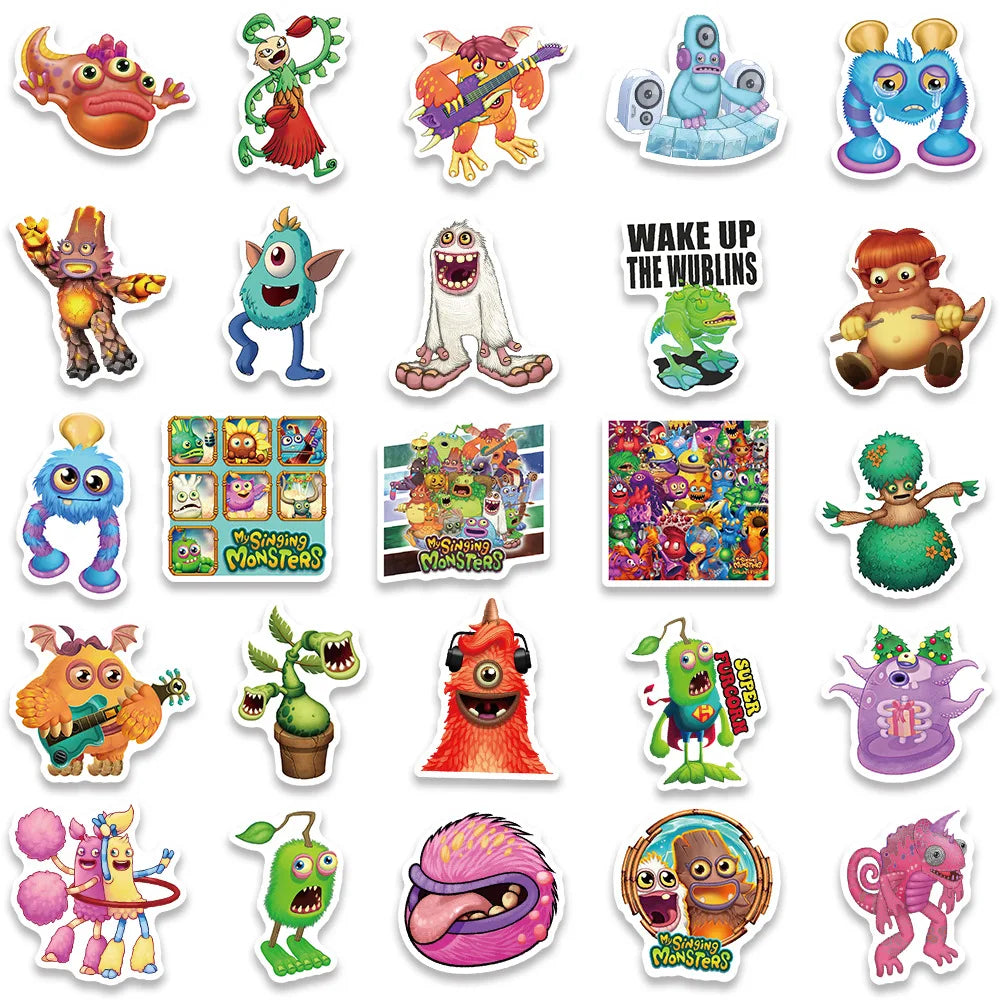 10/30/50PCS Game My Singing Monster Stickers Cartoon Decals Kids Toys Laptop Phone Luggage Skateboard Bike DIY Sticker Graffiti (ONLINE ORDER ONLY)