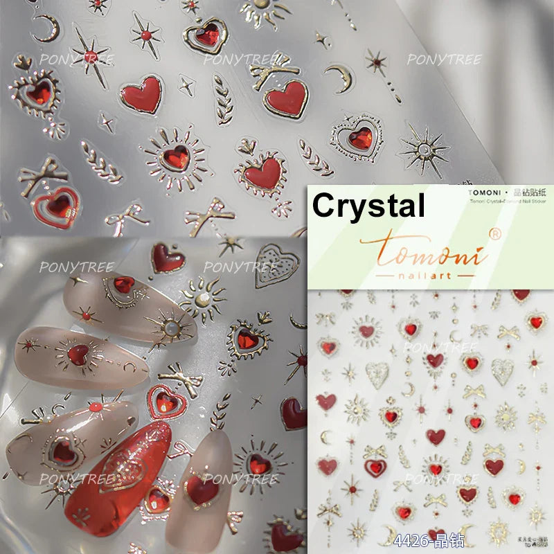Line Love Heart Arc French Romantic Curve Punk Attitudinal Hollow Geometric Figure Adhesive Nail Art Stickers Manicure Decals (Online Order Only)