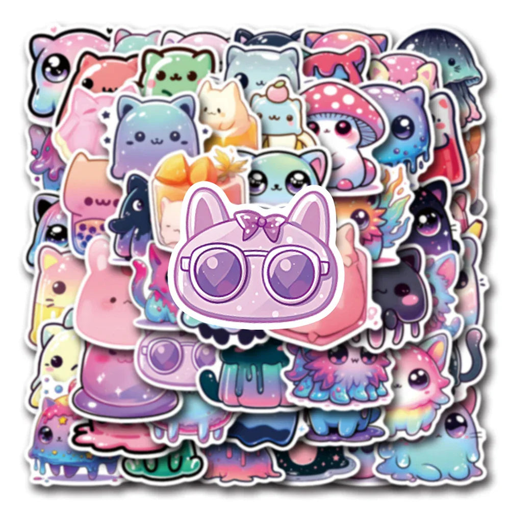 Cartoon Jelly Cat Stickers for Laptop, Fridge, Notebook, Phone - 10/30/50pcs (ONLINE ORDER ONLY)
