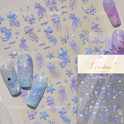 Deep Sea Animal Fish Shoal of Fish Whale Coral Dolphin Summer Beach Cute Jellyfish Bubble Bathyal Fauna Nail Art Stickers Decals (ONLINE ORDER ONLY)
