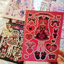 New Ins Cute Devil Bunny Girl Stickers Diary Scrapbooking DIY Album Decoration Sticker Aesthetic Personalized Kawaii Stationery (ONLINE ORDER ONLY)