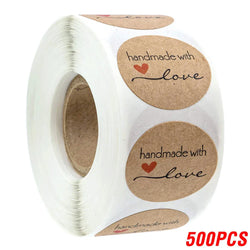 500pcs Vintage Kraft Paper Stickers Scrapbook Gift Stationery Label Stickers Handmade With Love Thank You For The Stickers (ONLINE ORDER ONLY)