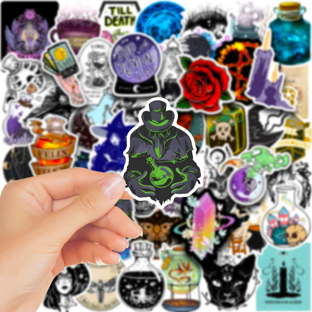 10/30/50/100pcs Art Gothic Magic Apothecary Witch Crystal Sticker Packs (Online Order Only)